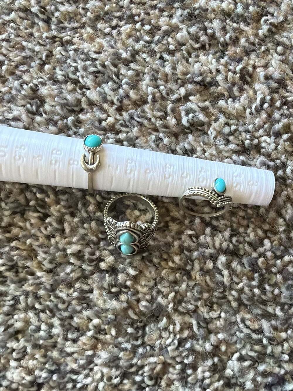 Set of 3 Vintage-Style Turquoise Tone Fashion Rings